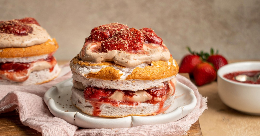 Video thumbnail for Strawberry angel food cake stacks