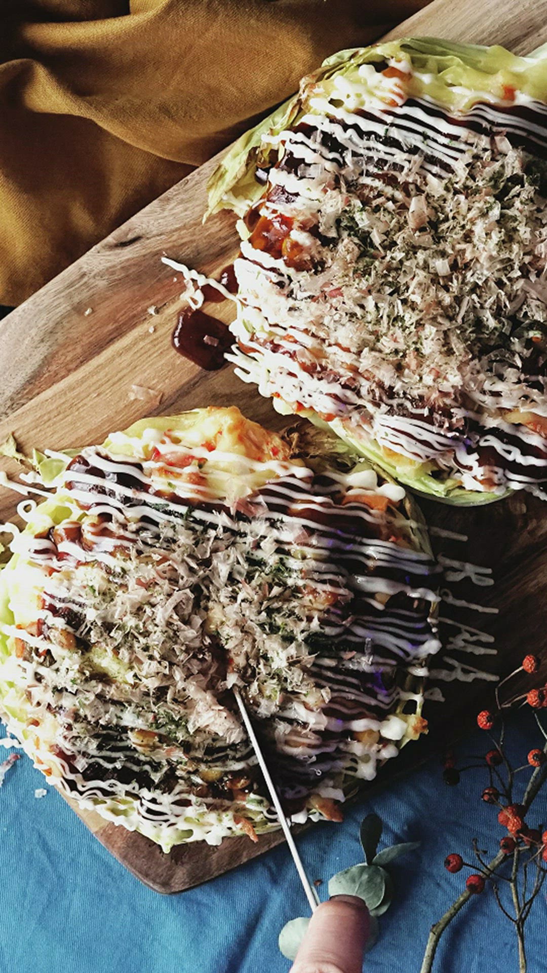 Video thumbnail for Recipes, Videos, Food & Travel Shows ,Cabbage Okonomiyaki Pizza