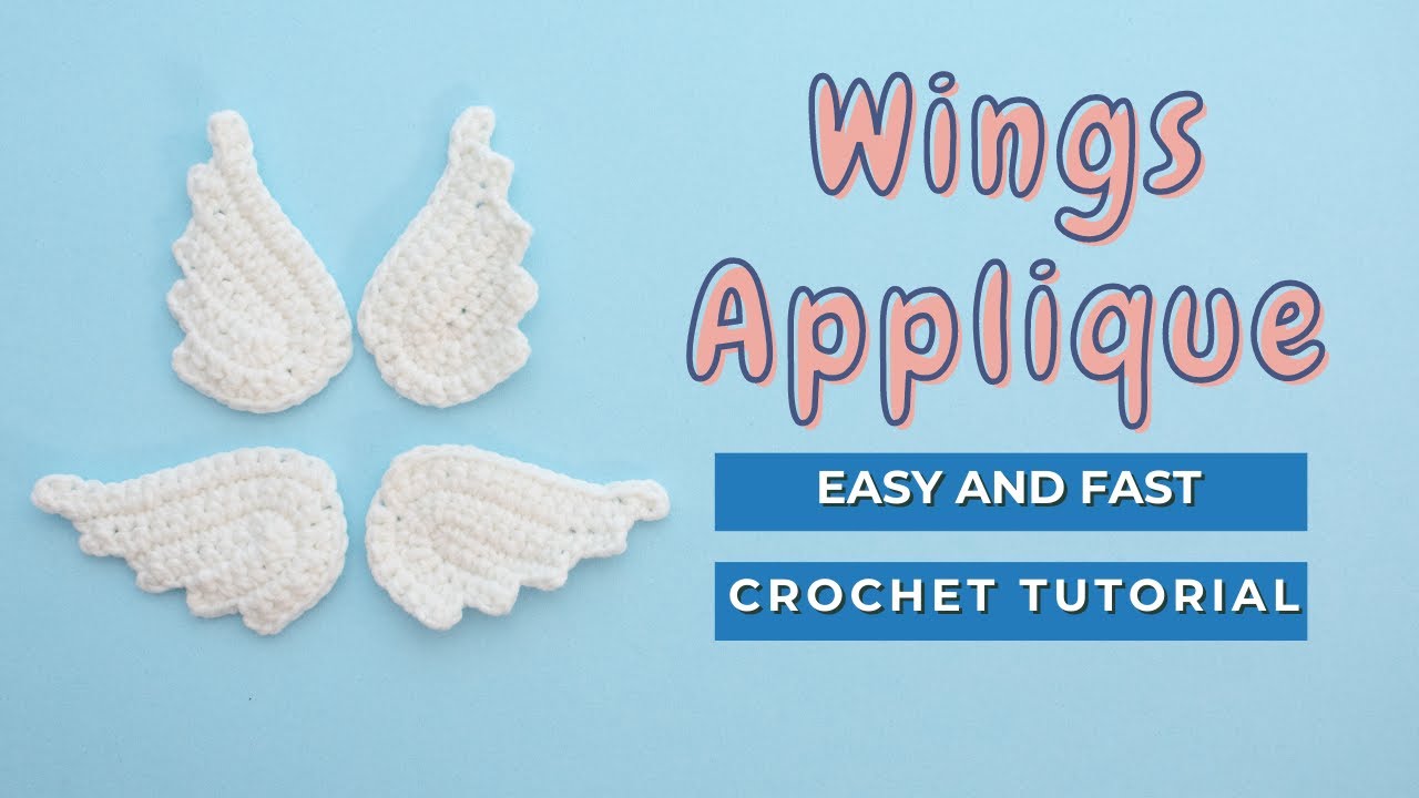 Video thumbnail for How to crochet Angel Wings - Wings applique crochet pattern
