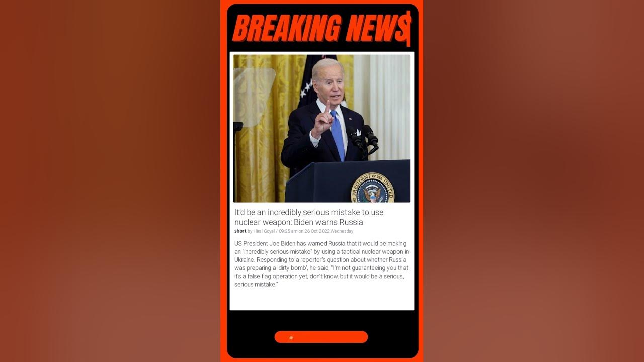 Video thumbnail for Biden warns Russia: It'd be an incredibly serious mistake to use nuclear weapon | #shorts #news