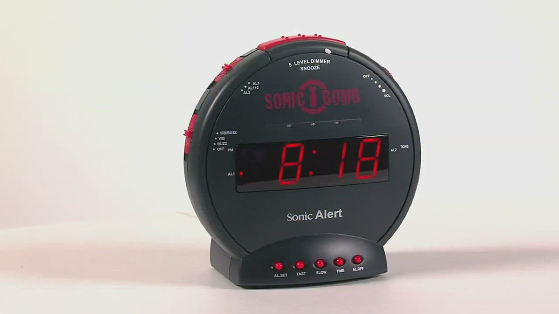 'Video thumbnail for Sonic Bomb Alarm Clock Is An Extra Loud Bed Shaker'