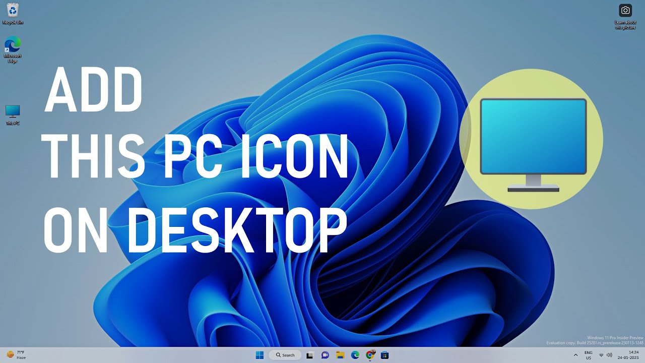 Video thumbnail for How To Add This PC Icon At The Desktop On Windows 11