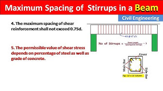 'Video thumbnail for Maximum spacing of stirrups in a beam | No of stirrups in a beam'
