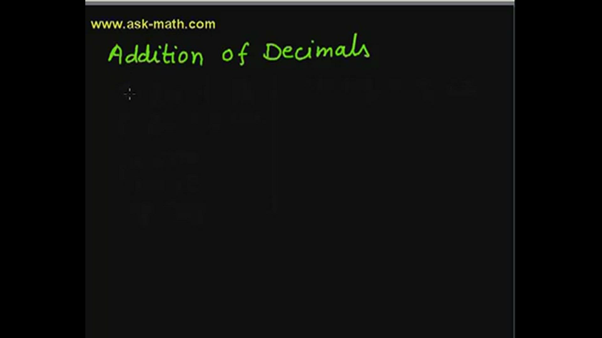 Video thumbnail for Addition of Decimals