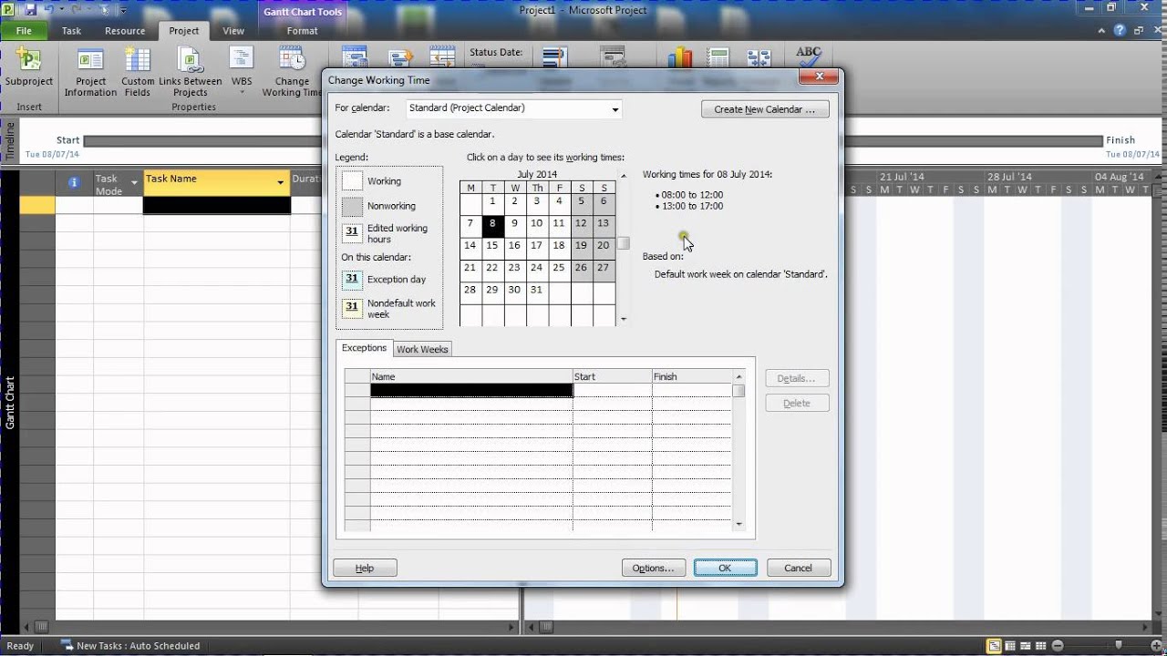 Video thumbnail for Change Project Working Week in MS Project