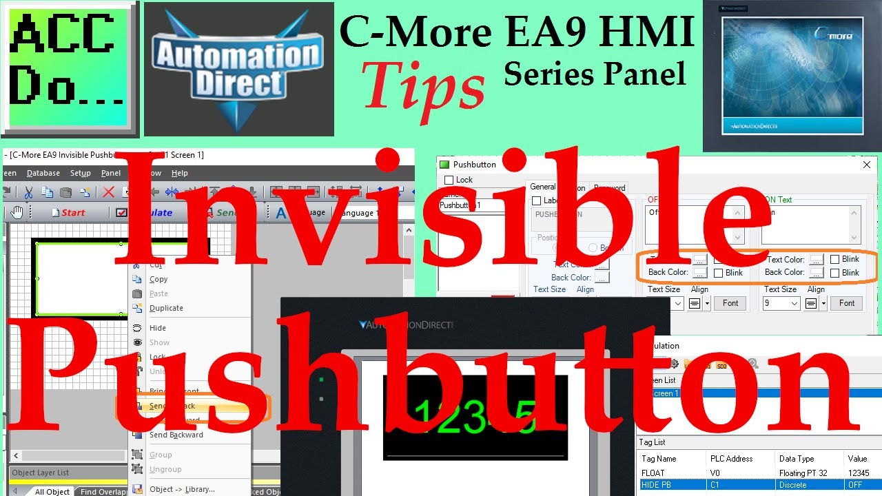'Video thumbnail for C-More EA9 Invisible Pushbutton'