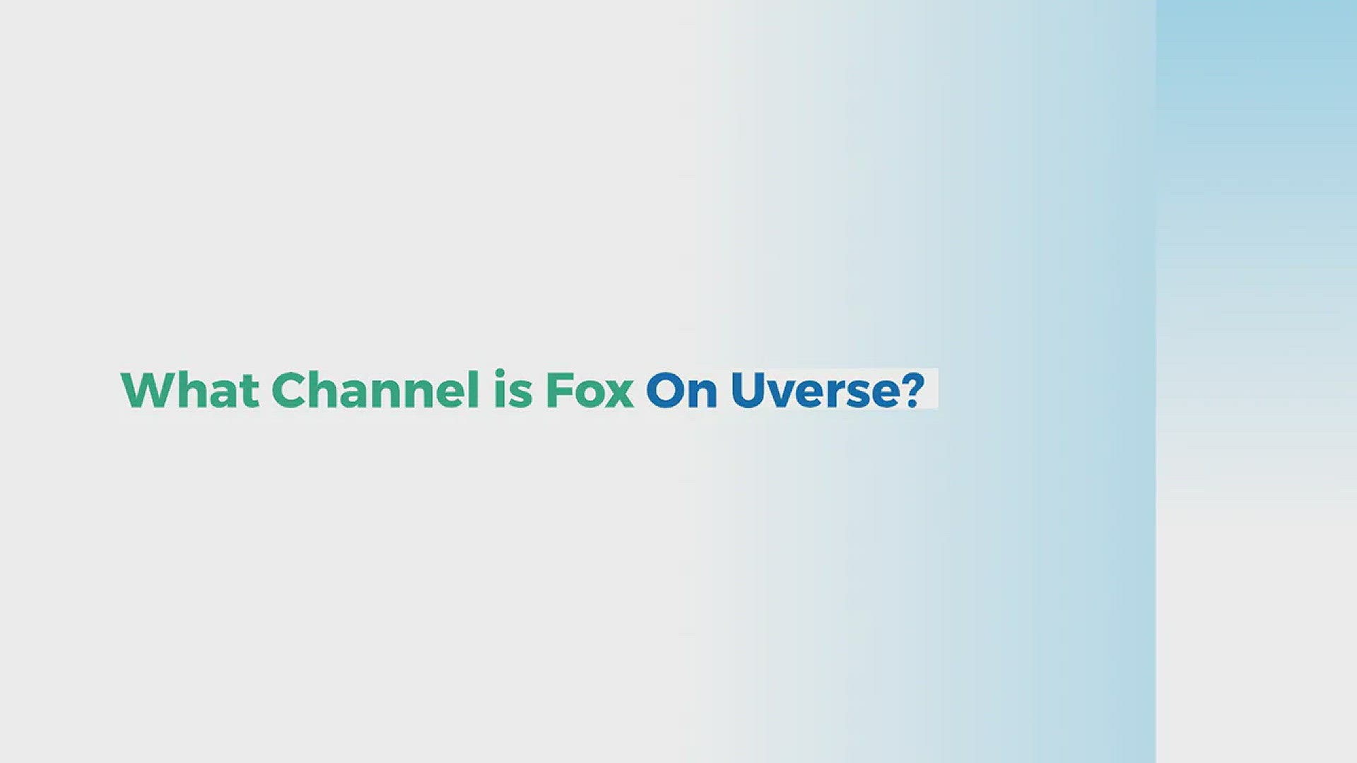 'Video thumbnail for What Channel Is Fox On Uverse?'