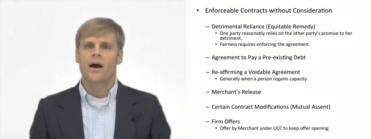 'Video thumbnail for Contracts Enforceable without Consideration'