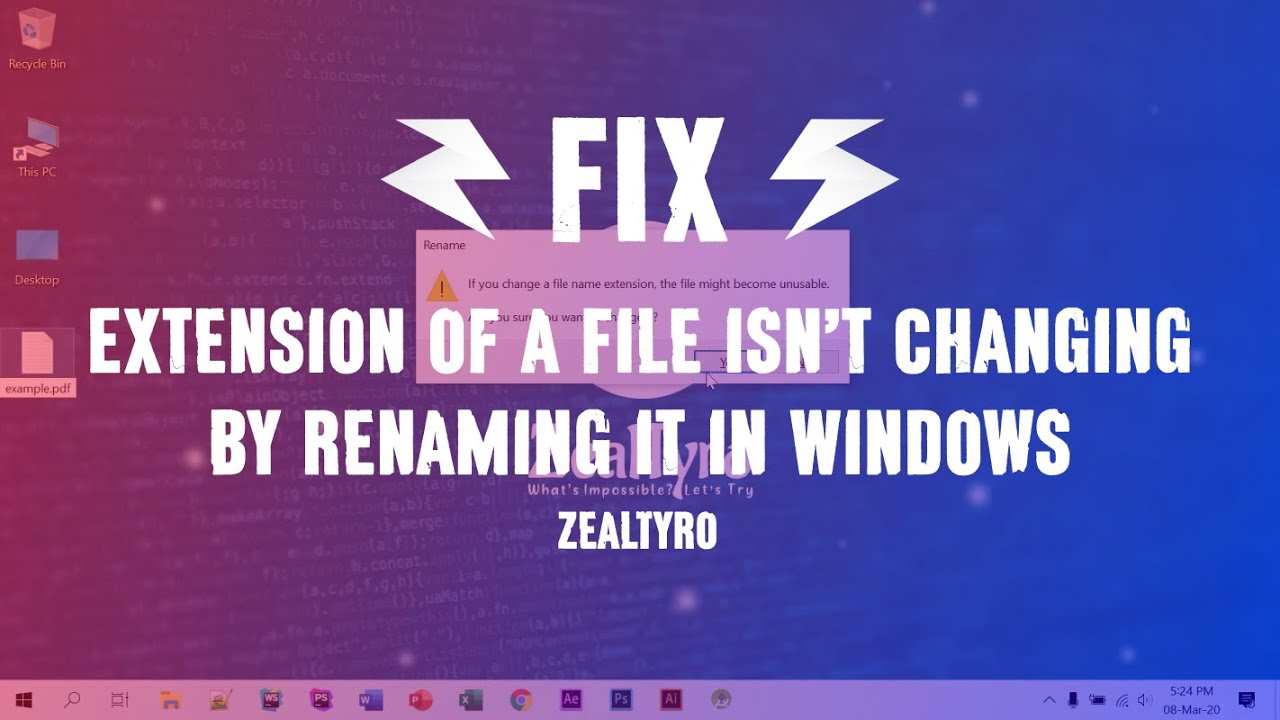 Video thumbnail for How To Change The Extension Of A File In Windows | FIX: File extension isn't changing by renaming