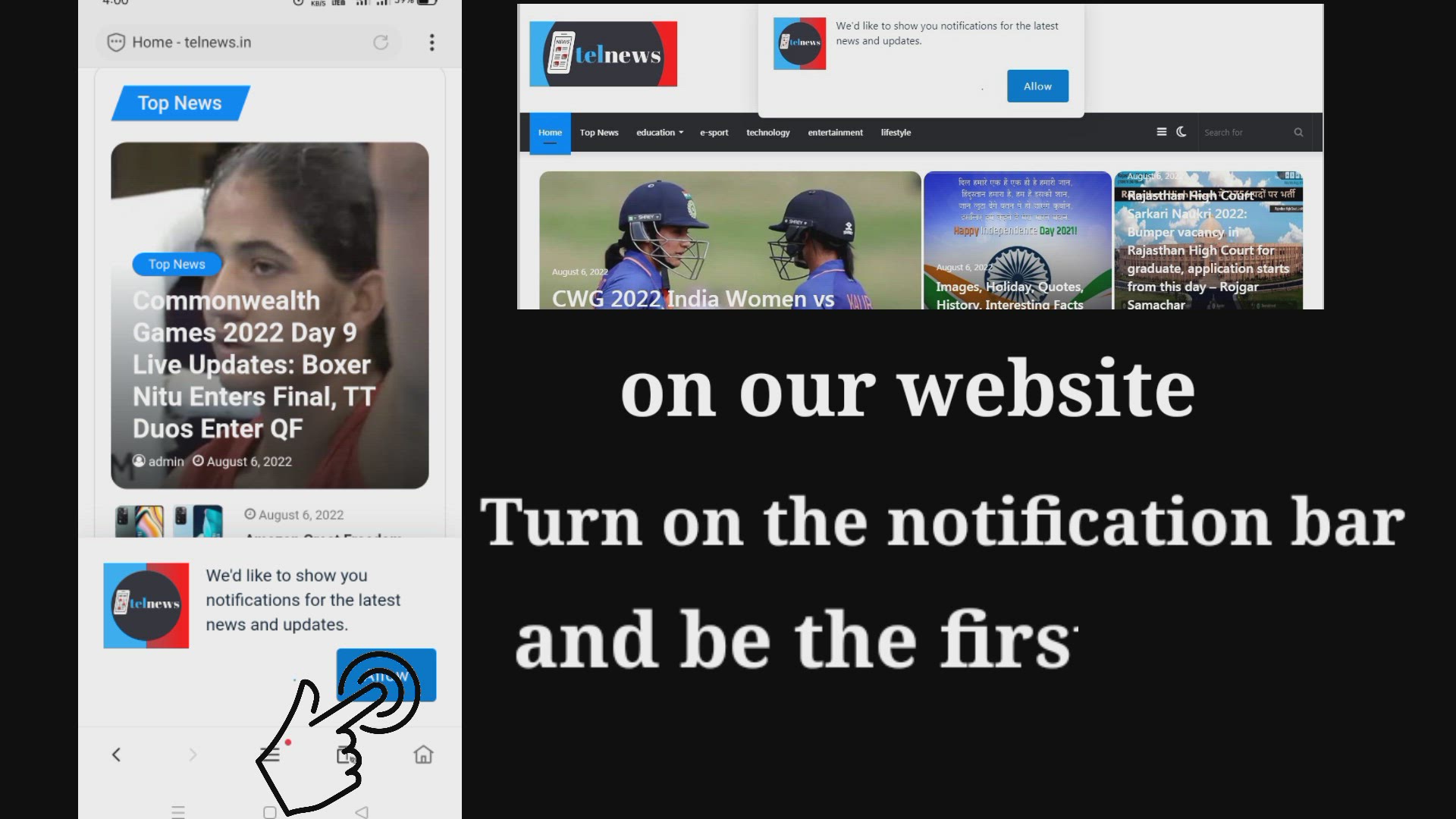 Video thumbnail for website notification