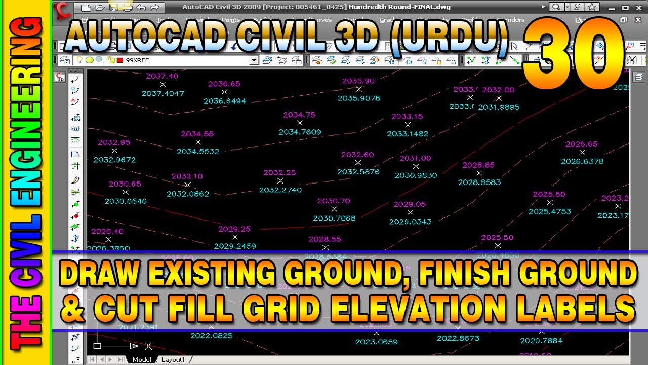 Video thumbnail for How to Draw EG, FG and Cut Fill Surface Elevation in Civil 3D | Spot Elevation on Grid | Lesson 30
