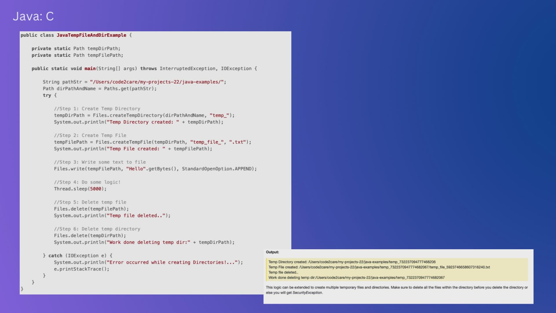 'Video thumbnail for Java Create Temporary Directory and File and Delete when application terminates'