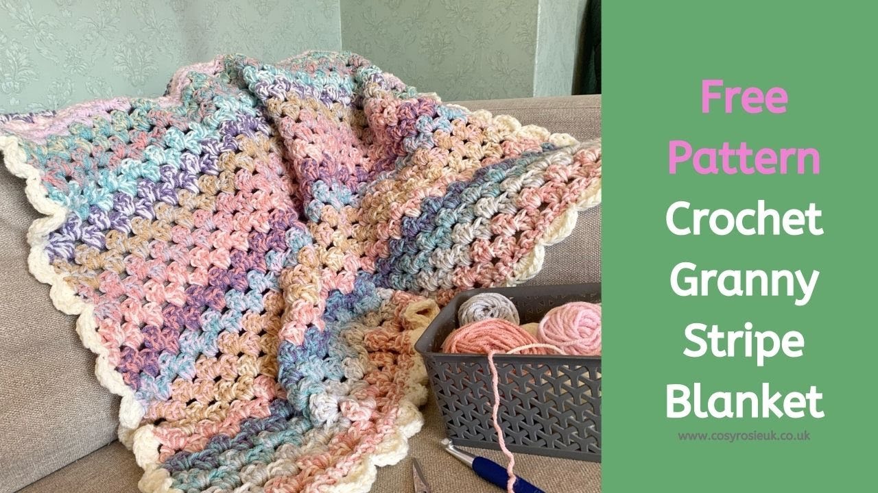 'Video thumbnail for Easy Granny Stripe Blanket Pattern'