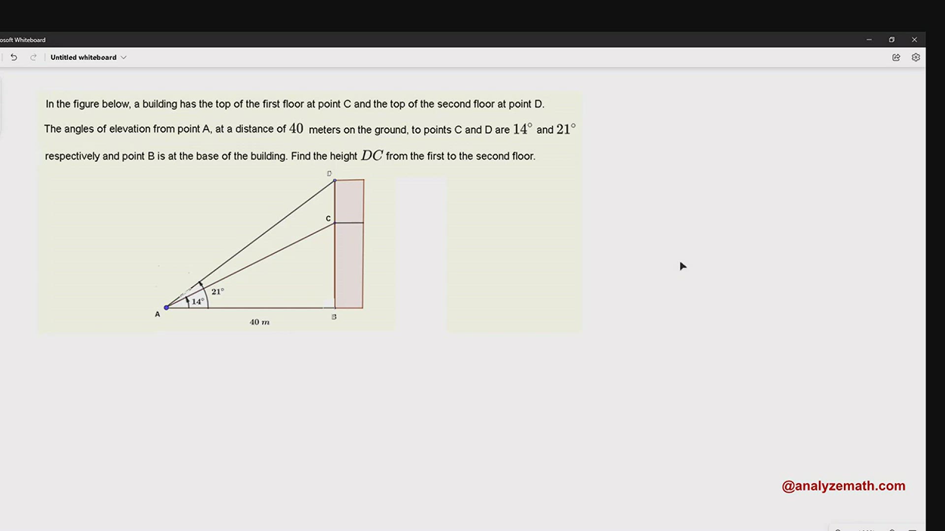 'Video thumbnail for Trigonometry Applications: Find Height Given Angles of Elevation'