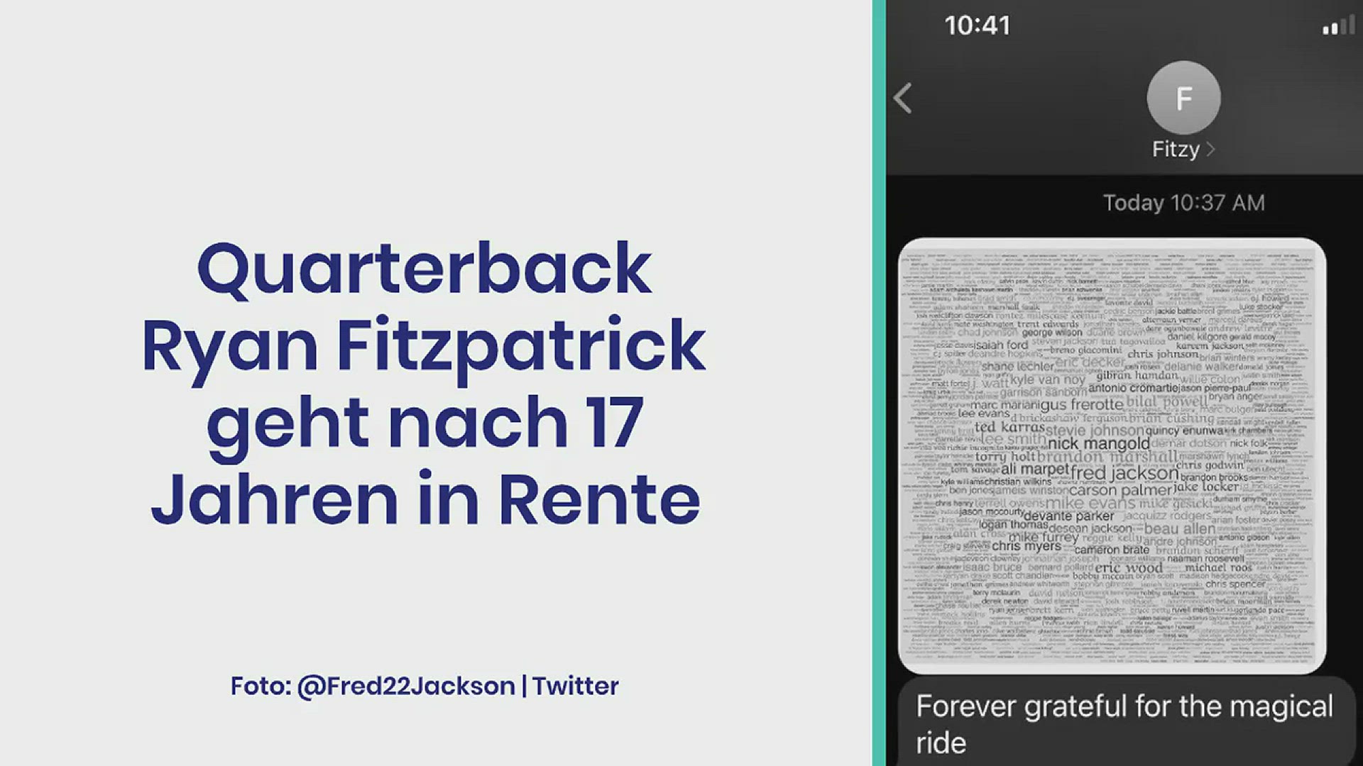 'Video thumbnail for Quarterback Ryan Fitzpatrick geht nach 17 Jahren in Rente'