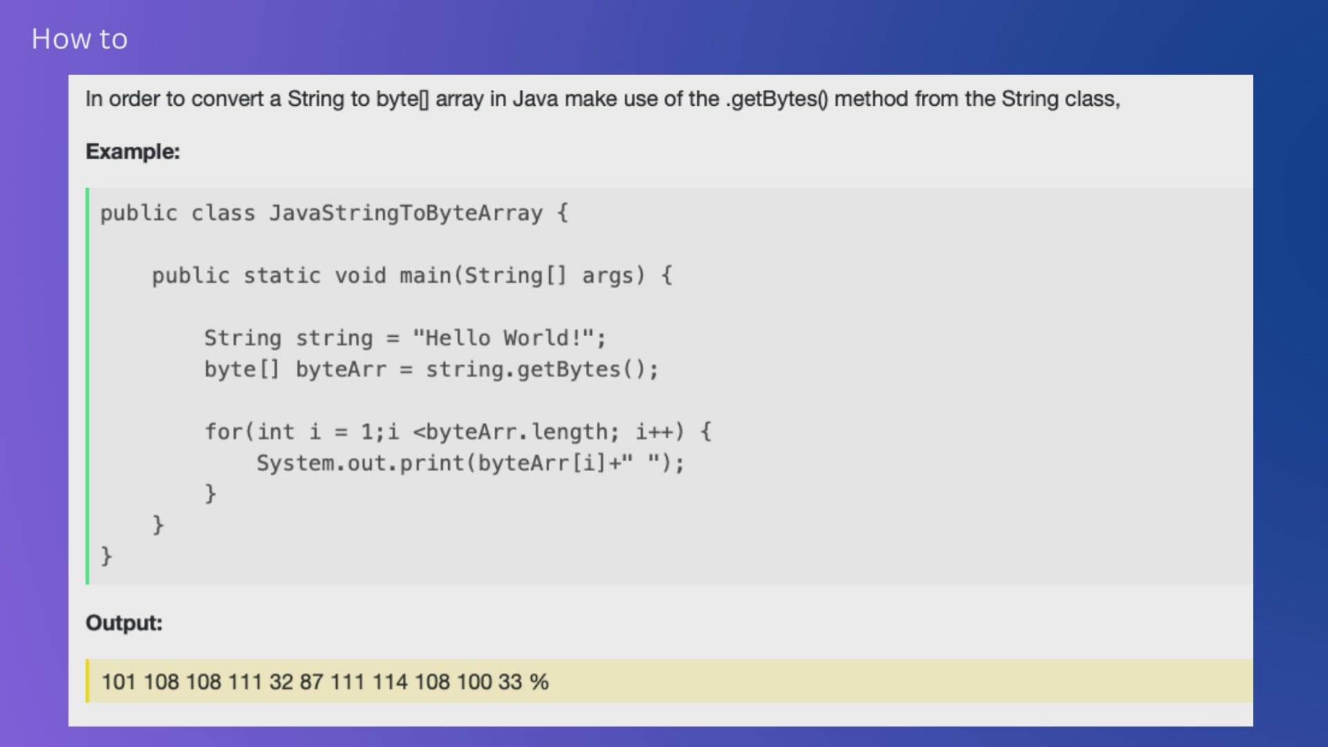 'Video thumbnail for How to convert Java String to byte[] Array'