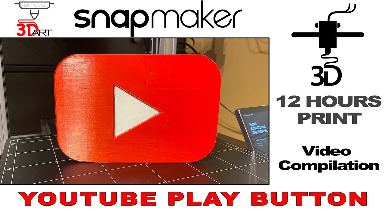 Video thumbnail for YouTube Play Button 3d Print Time lapse (Snapmaker 2.0 A350)
