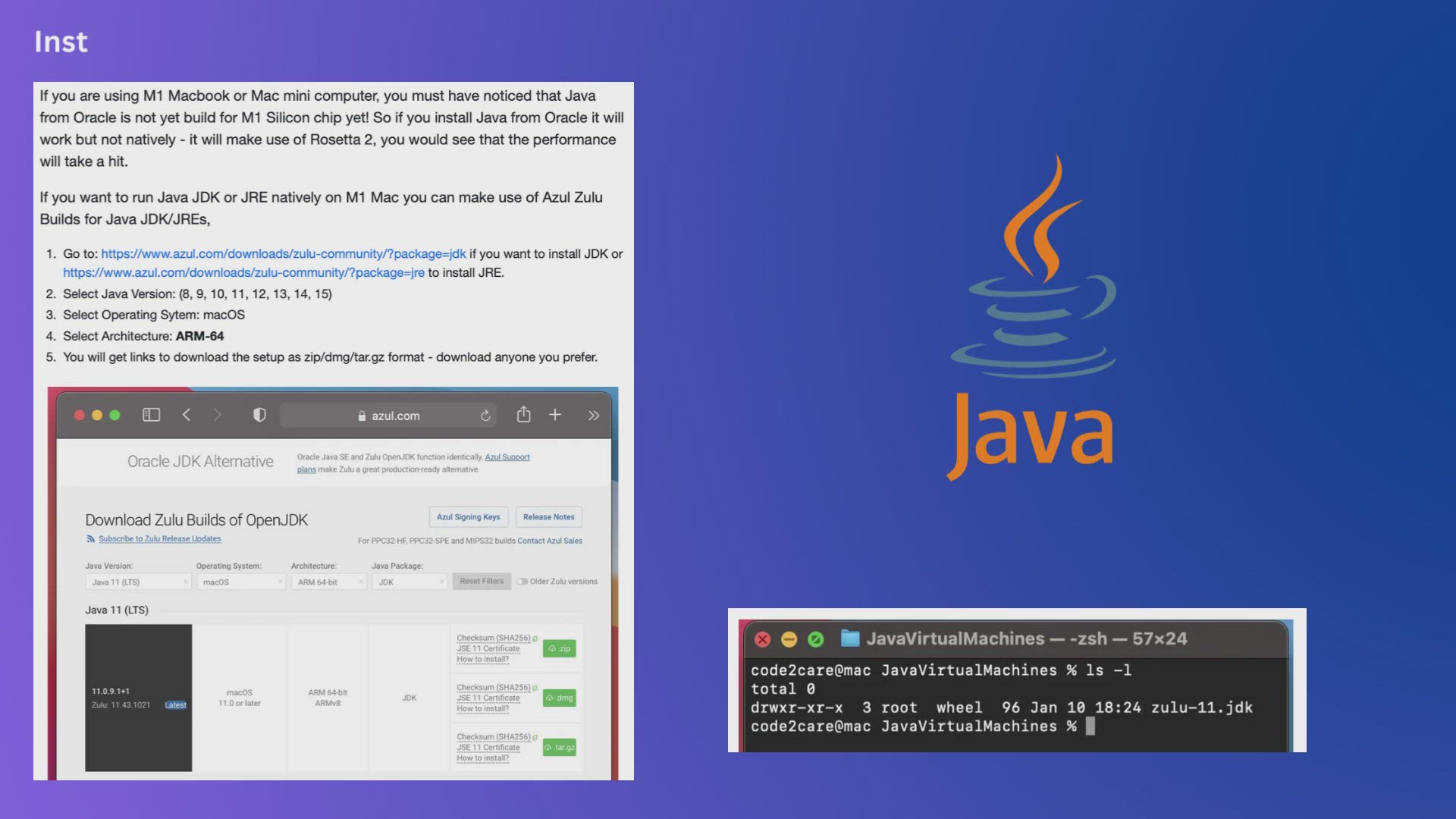 'Video thumbnail for Install Native Java JDK JRE on Apple Silicon M1 Mac'