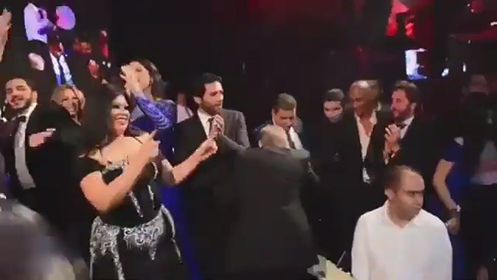 'Video thumbnail for محمد رمضان يحضن عمرو دياب من فرح محمد عادل امام(360P)'