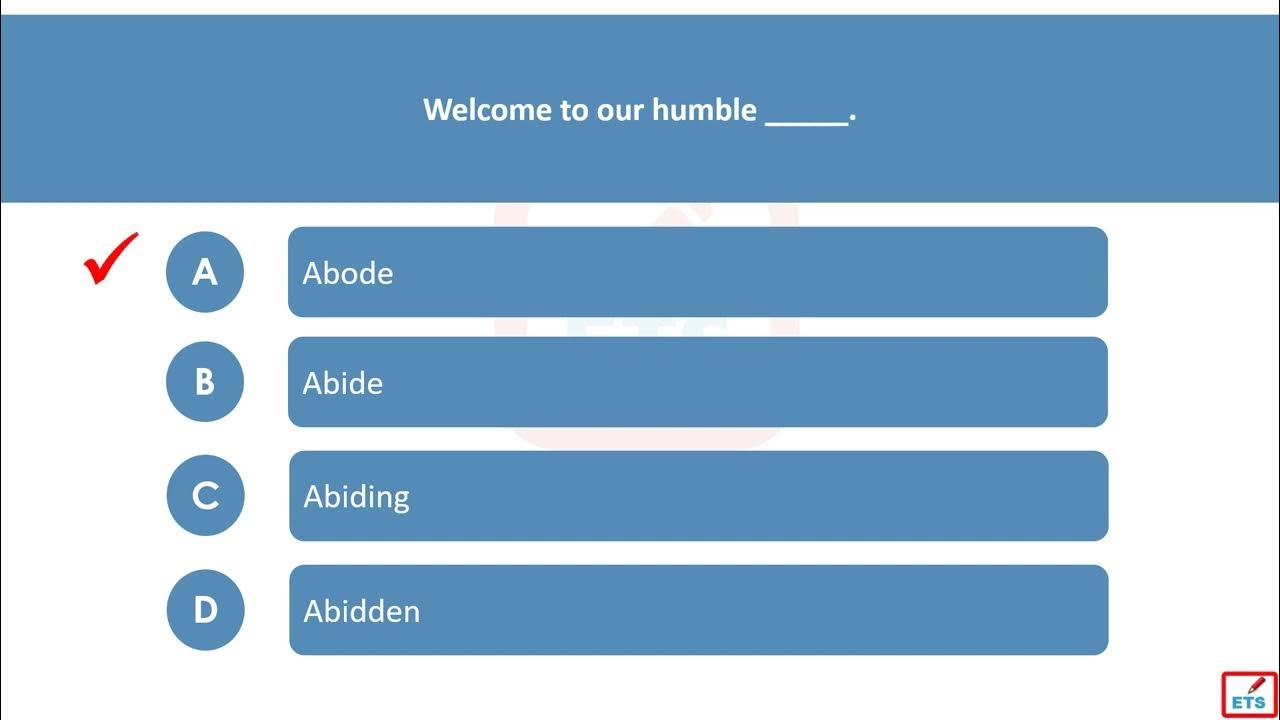 'Video thumbnail for Abide, Abode, Abidden, Abiding Quiz'