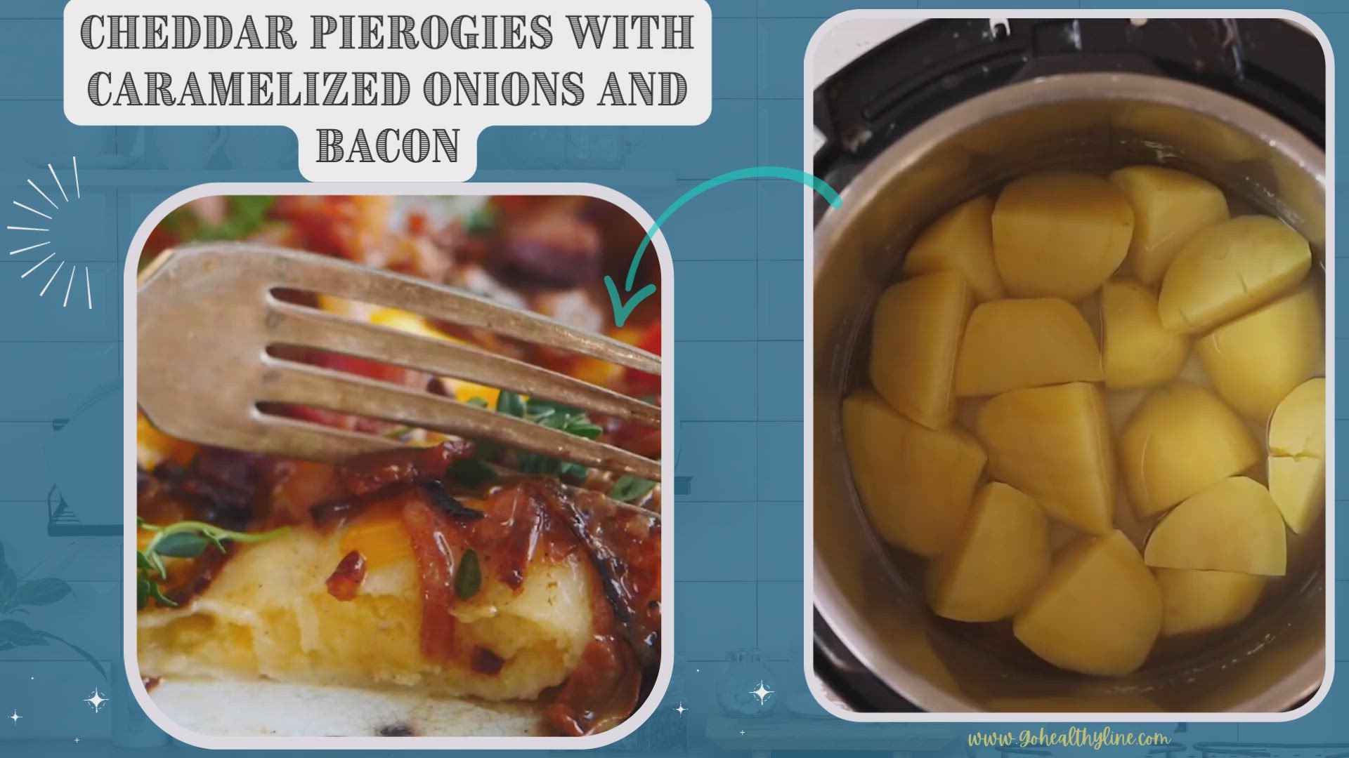 Video thumbnail for Cheddar Pierogies with Caramelized Onions and Bacon