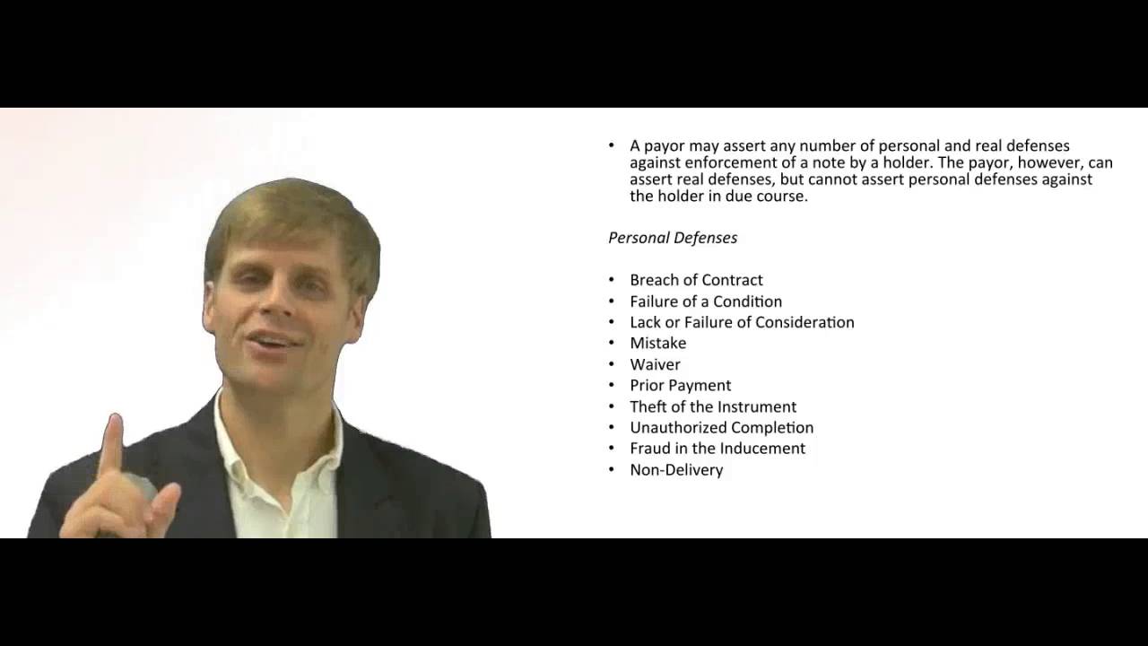 'Video thumbnail for Personal Defenses to Negotiable Instrument'