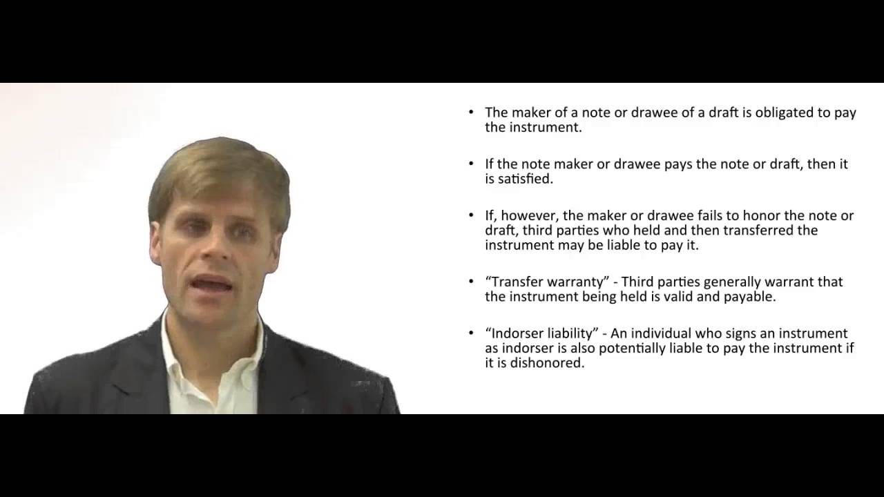 'Video thumbnail for Liability to Pay Negotiable Instrument'