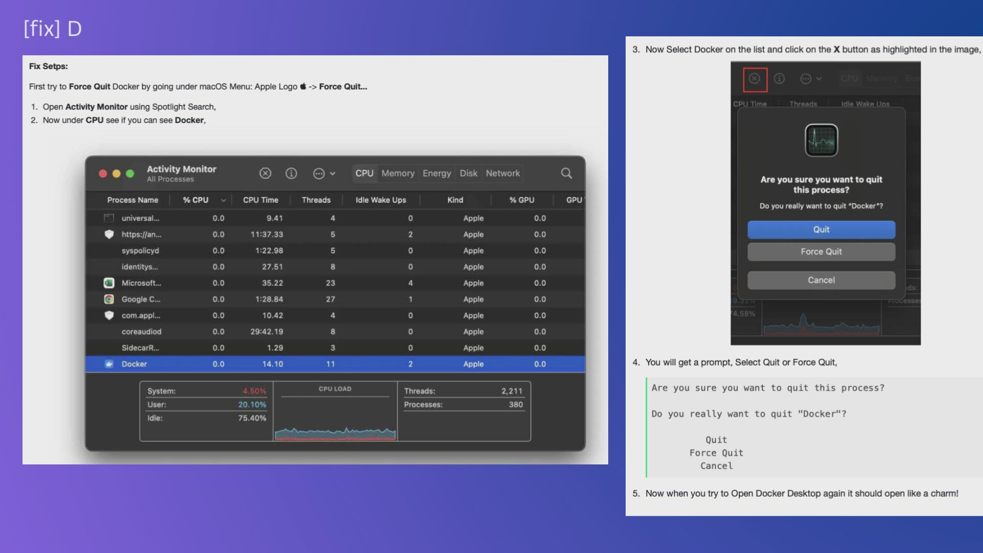 'Video thumbnail for [fix] Docker Desktop App not starting on Mac (macOS)'