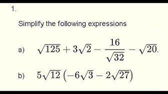 'Video thumbnail for Simplify Expressions with Square Roots - Grade 11'