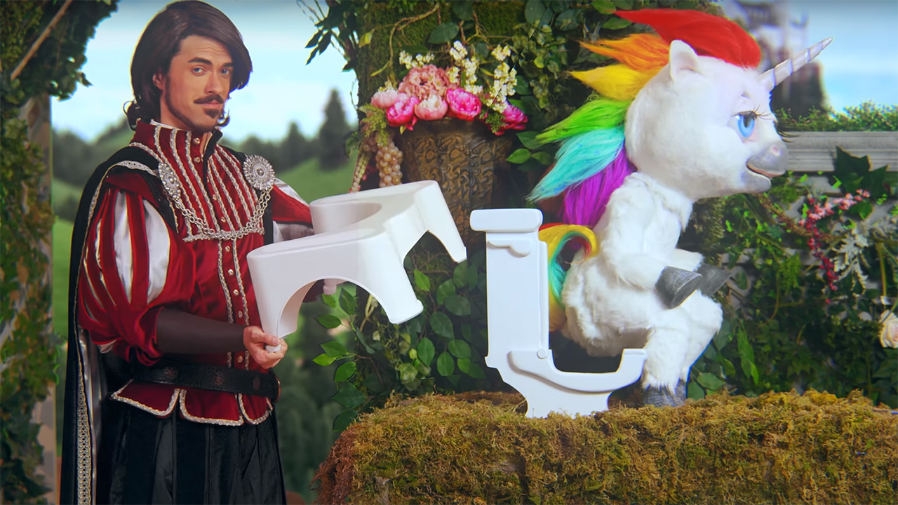 'Video thumbnail for Squatty Potty Commercial This Unicorn Changed the Way I Poop'