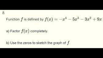 'Video thumbnail for Factor and Sketch the  Polynomial     - x^4 - 5x^3 - 3x^2 + 9x  - Grade 12'
