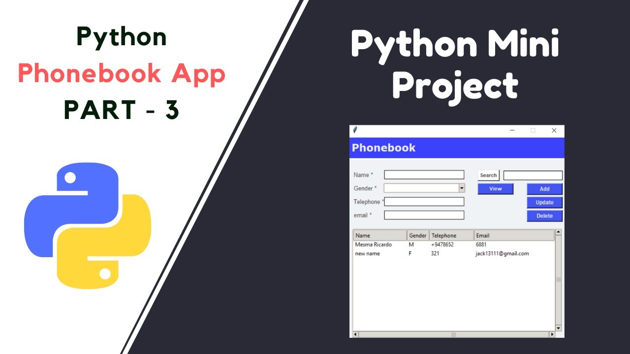 Video thumbnail for Phonebook app using Python with source code | File Structure mini project | PART 3