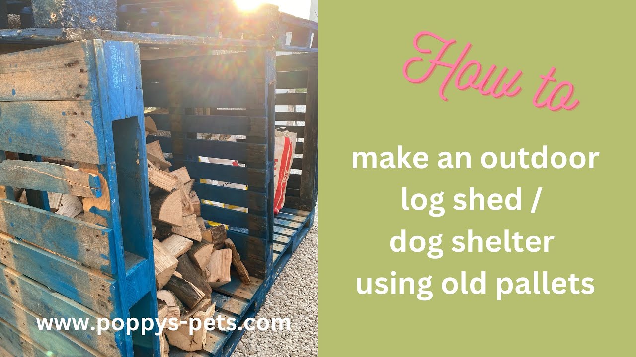 'Video thumbnail for How to Make a Log Shed / Dog Shelter From Old Pallets - Outdoor Upcycle Project in 25 Minutes'