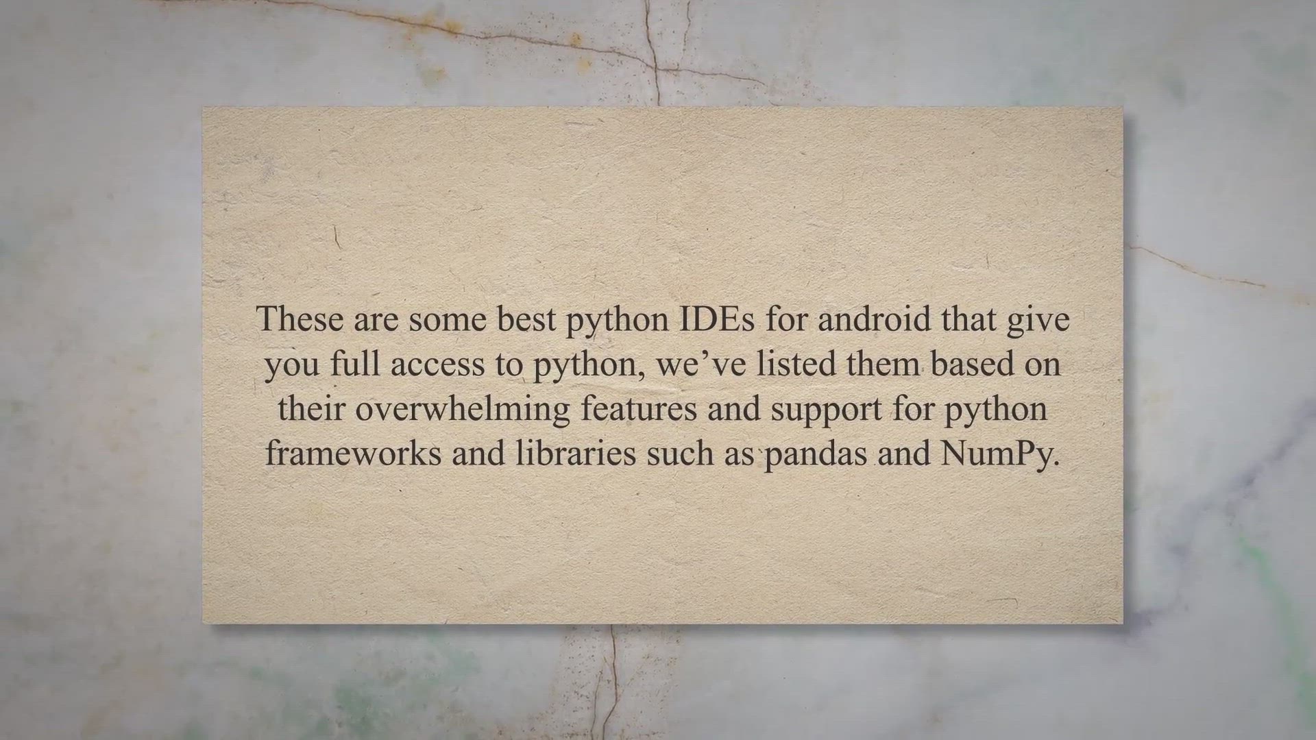 Video thumbnail for 10 Best Python IDEs For Android - Developer Resources