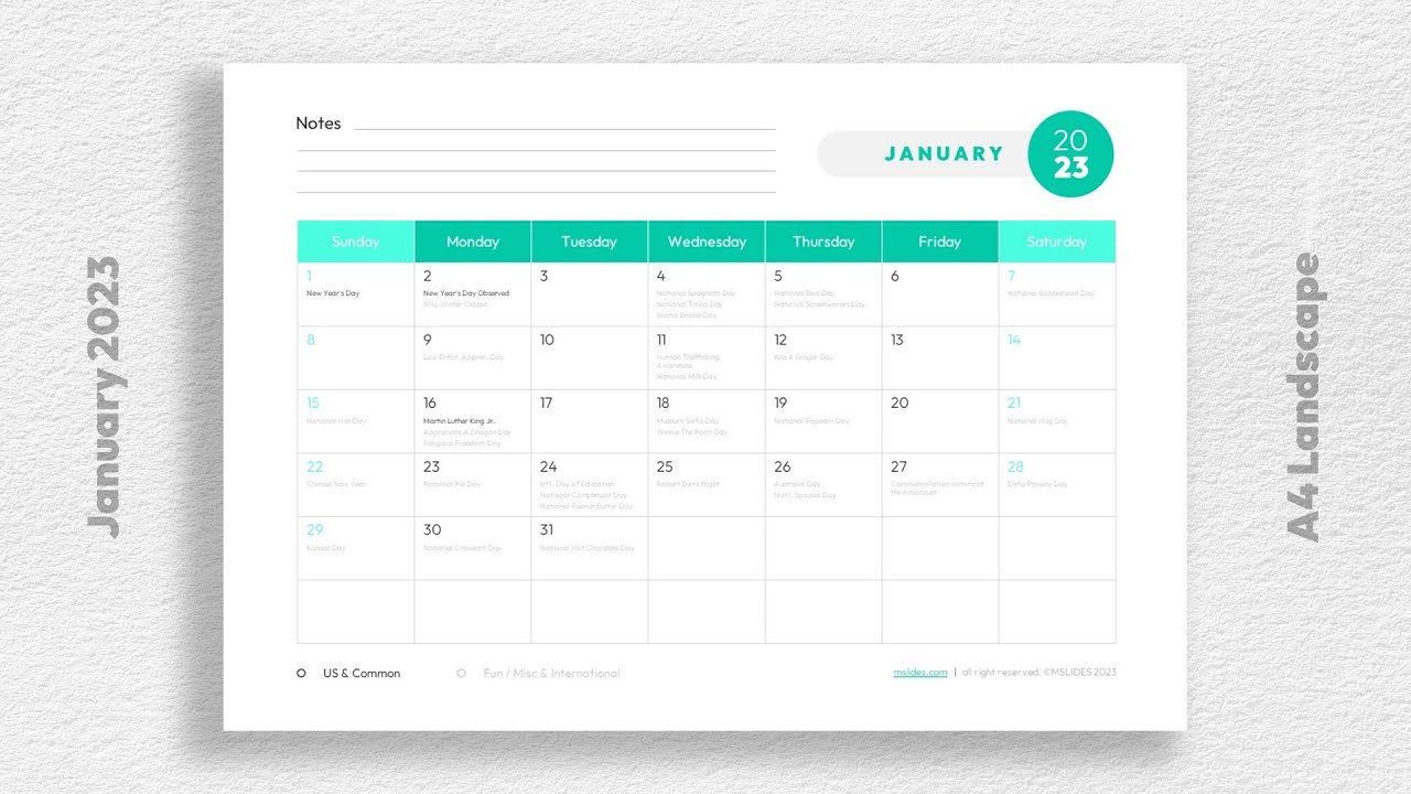 'Video thumbnail for January 2023 Calendar with holidays Free Download'
