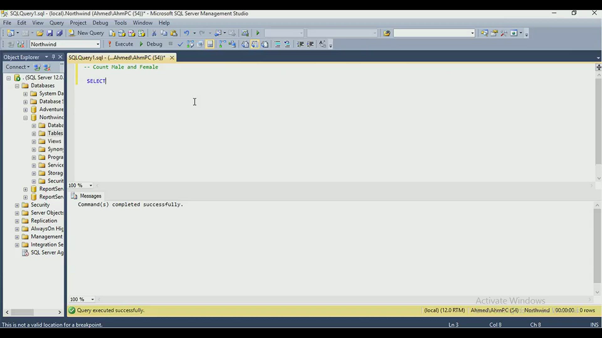 Video thumbnail for Count Male and Female using SQL