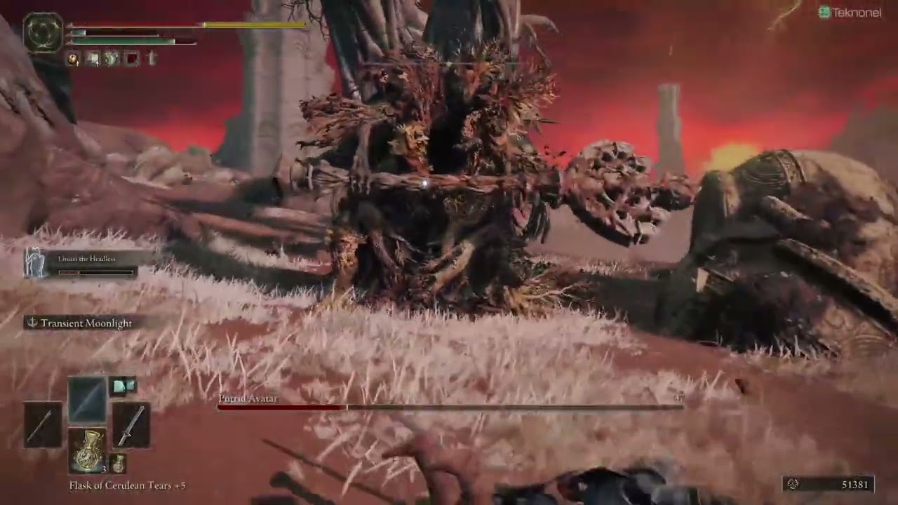 'Video thumbnail for Elden Ring Putrid Avatar Boss Location near Smoldering Church - Greenburst Crystal Tear'