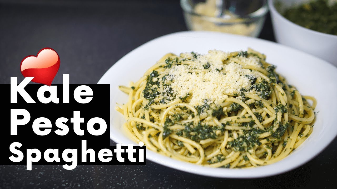Video thumbnail for Kale Pesto Spaghetti | Superfood Kale Pasta