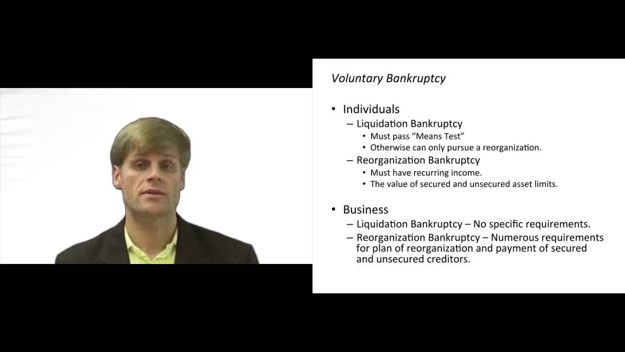 'Video thumbnail for Voluntary and Involuntary Bankruptcy - Requirements'