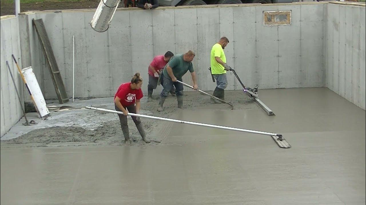 'Video thumbnail for Complete Pour: How to Pour a Concrete Basement Floor (Start to Finish)'