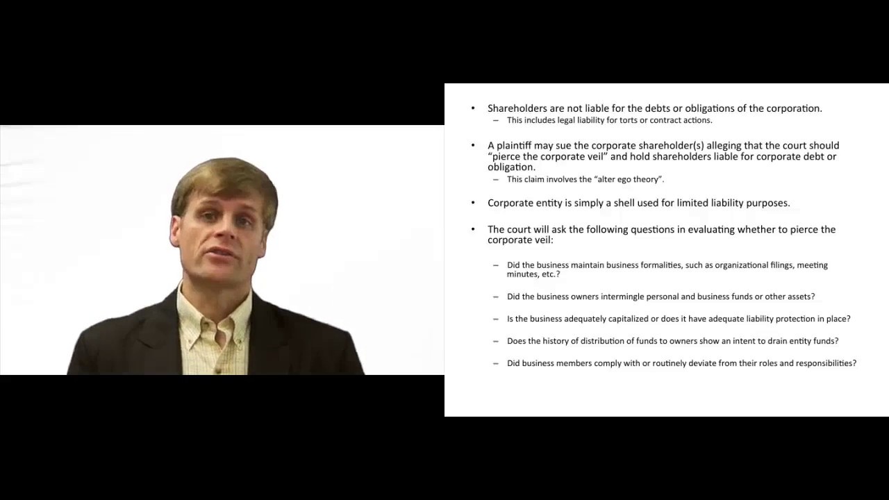 'Video thumbnail for Shareholders Personally Liable for Obligations of Corporation'
