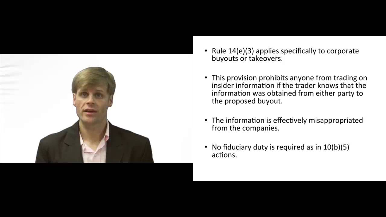 'Video thumbnail for Insider Trading Under Section 14 of 1934 Act'
