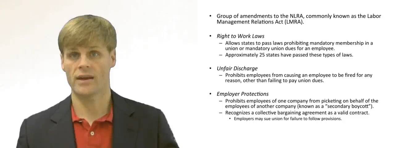 'Video thumbnail for Labor Management Relations Act (Taft Hartley Amendment to National Labor Relations Act)'