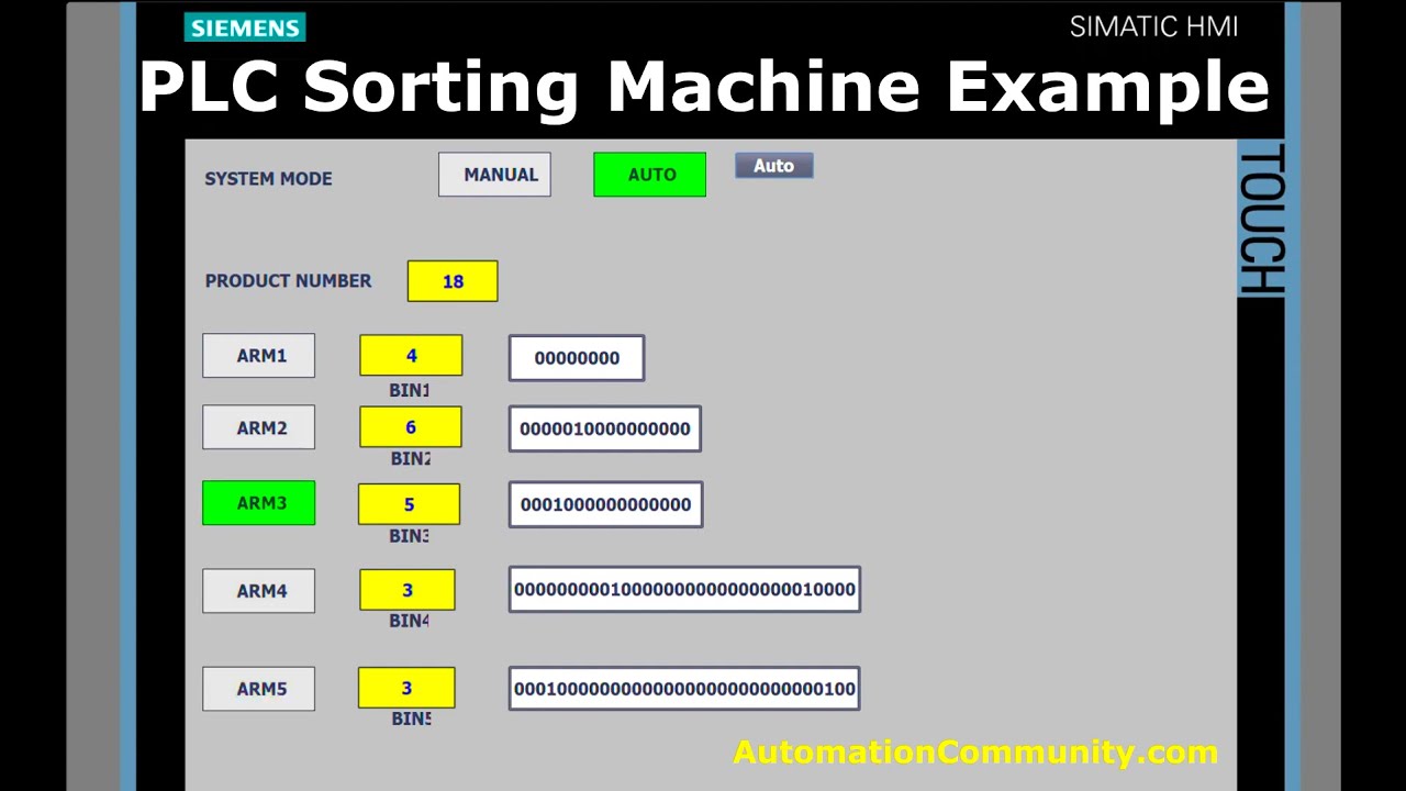 PLC Sorting Machine Example Simulation - Shift Registers | Open Video