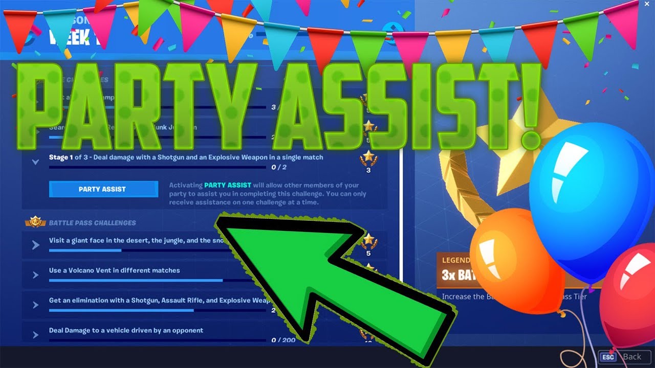 Video thumbnail for How to use Party Assist in Fortnite PS4 PC Xbox Switch Mobile