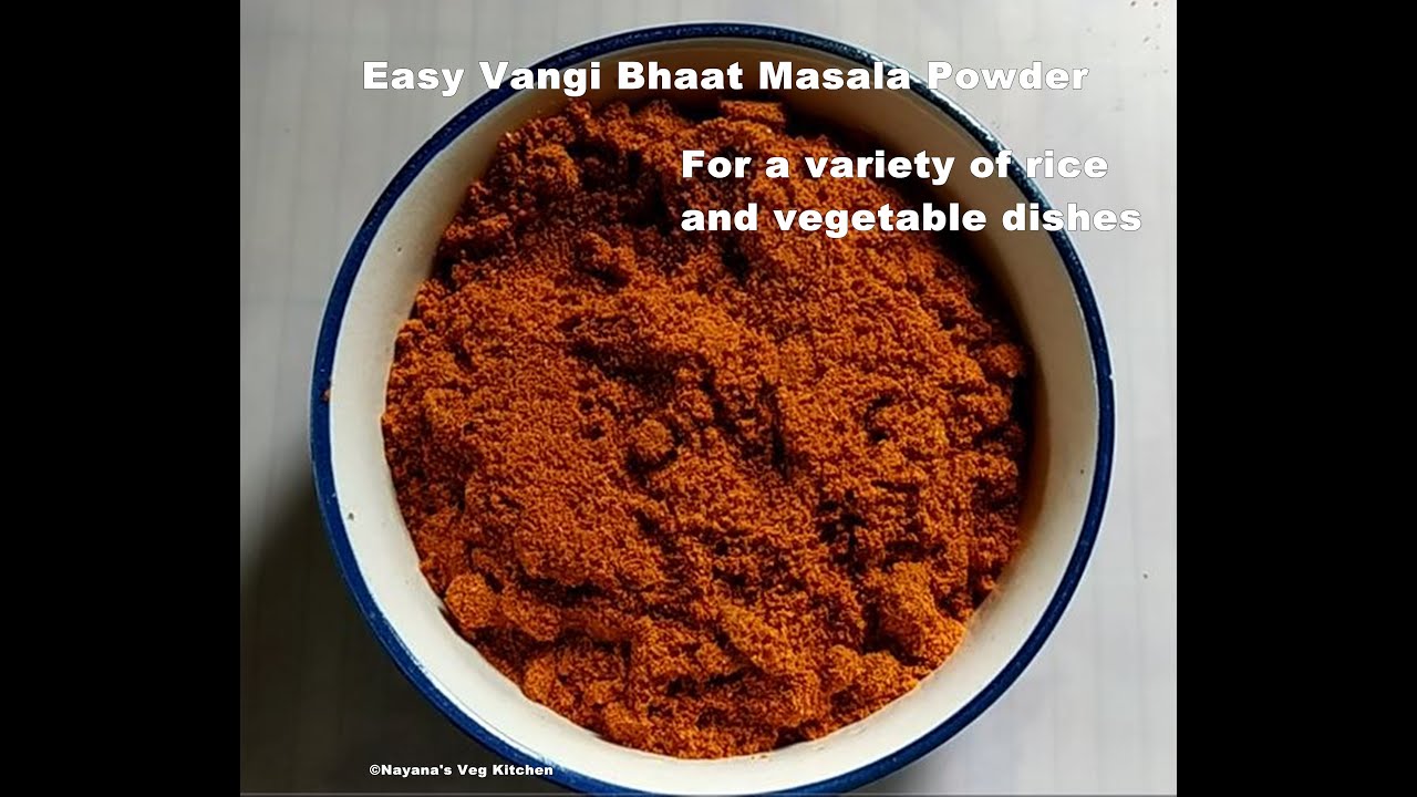 'Video thumbnail for Vangi Bhath Masala Powder. Palyada Pudi. ವಾಂಗೀಬಾತ್ ಪುಡಿ ಮಾಡುವ ವಿಧಾನ. Karnataka Subzi Masala powder'