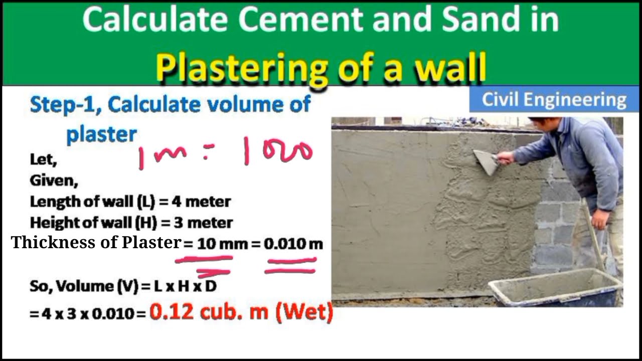 'Video thumbnail for Calculate Quantity of cement and Sand in Plastering of Wall Step by Step'