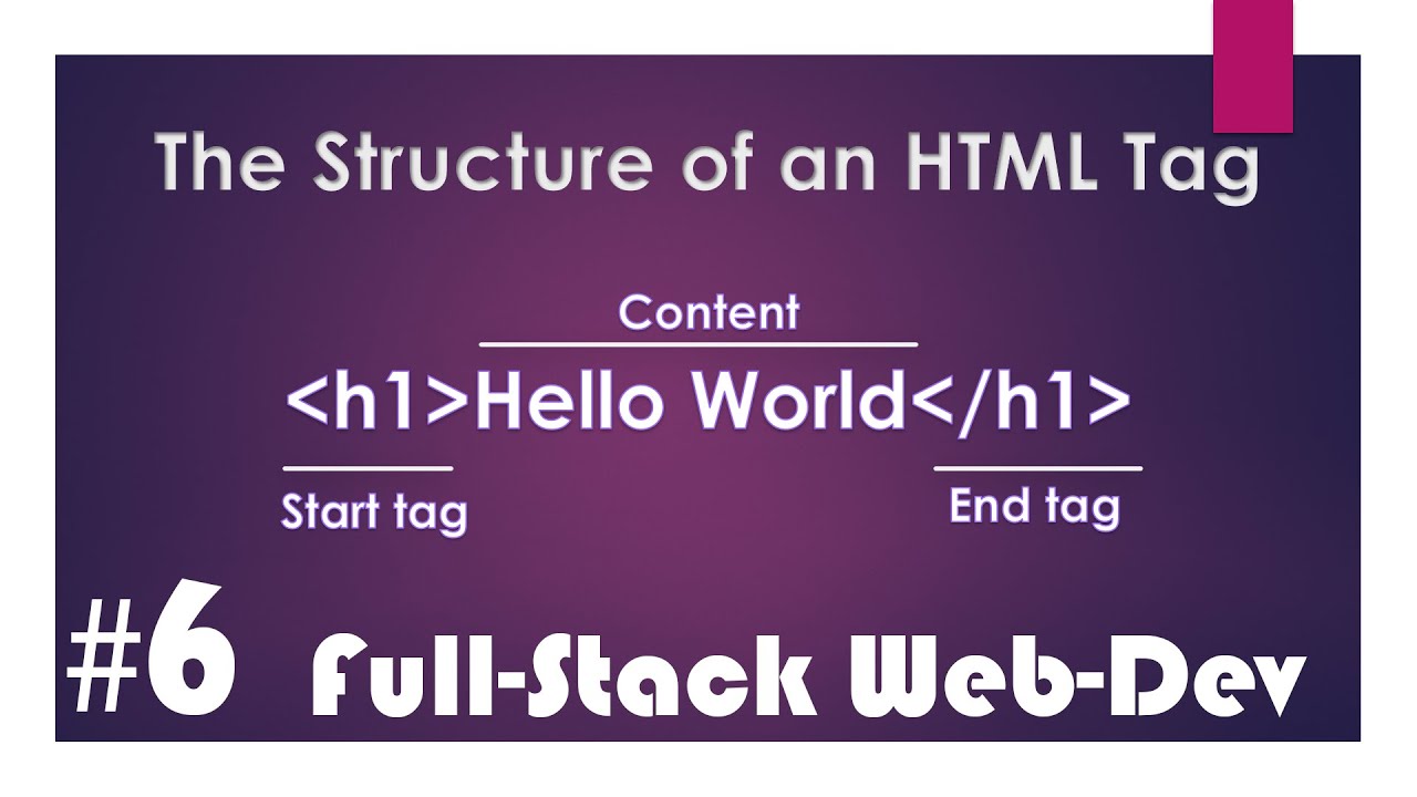 'Video thumbnail for The Structure of an HTML Tag | | Full-Stack Web-Development Course #6'