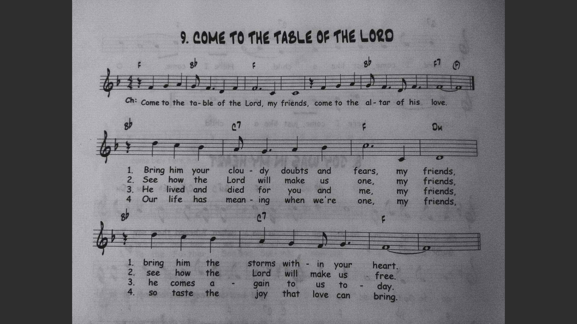 'Video thumbnail for Come to the table of the lord - Catholic Mass Song Sheet Music'