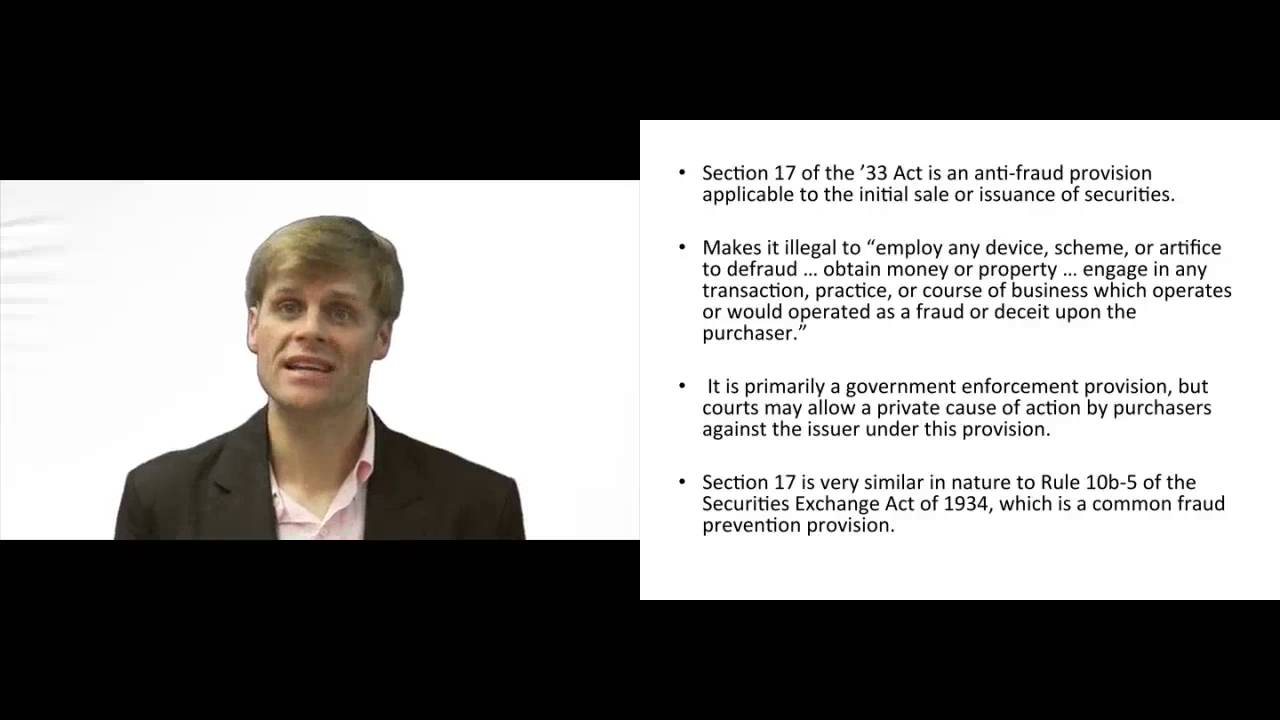 'Video thumbnail for Liability Under Section 17 of the 1933 Act'